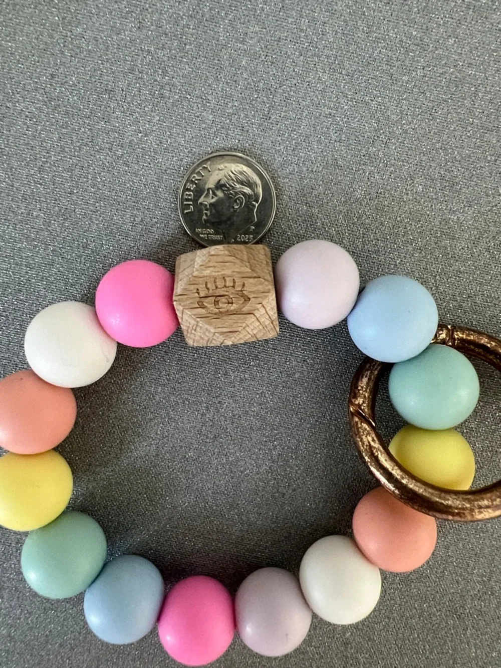 Women’s Wooden Bead 3.5” Bracelet Pastel Tassel Keyring - Multicolor